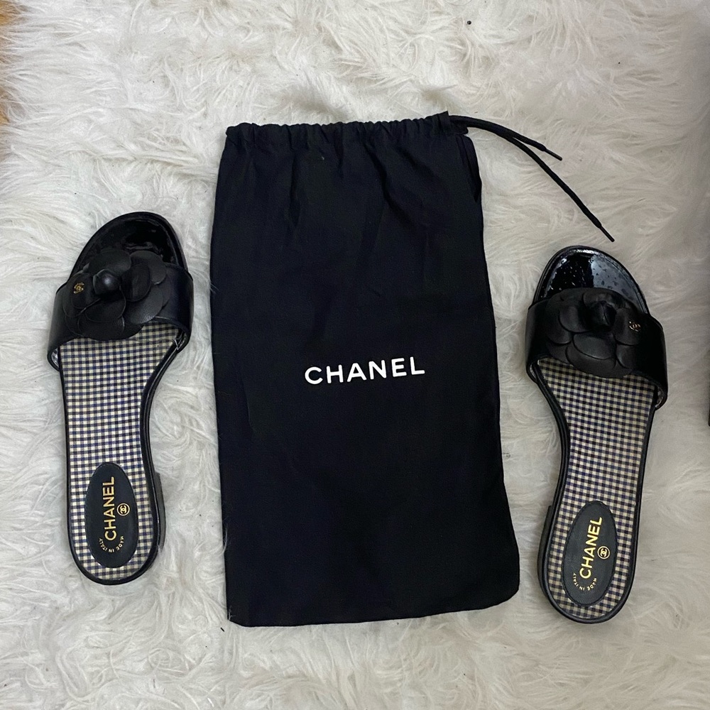 Chanel Camellia leather sandals